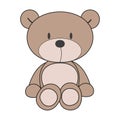 Vector illustration of a cute teddy bear baby toy. Nice funny brown animal toy for kindergarten babies.